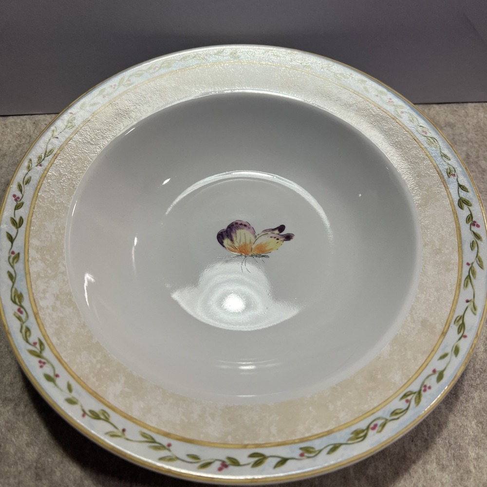 American Atelier Floral Daze 5024 9" Rimmed Soup Bowl Butterfly, 8 Available